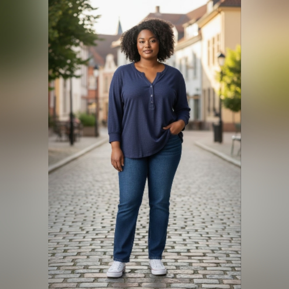 NIC+ZOE Deep Blue Straight Leg Jeans